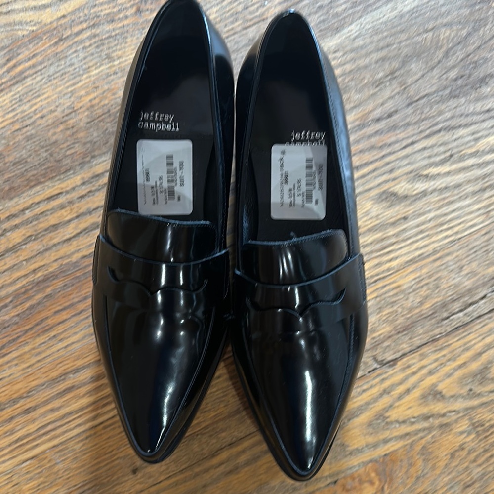 Jeffrey Campbell Black Slip-On Loafers Patent Leather